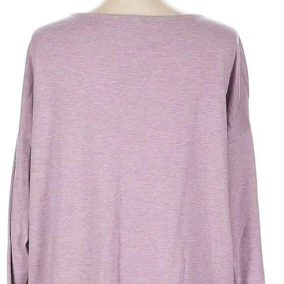EILEEN FISHER Mauve Ultra Soft Bateau Neck Pullover Long Sweater Size Large - Picture 5 of 5